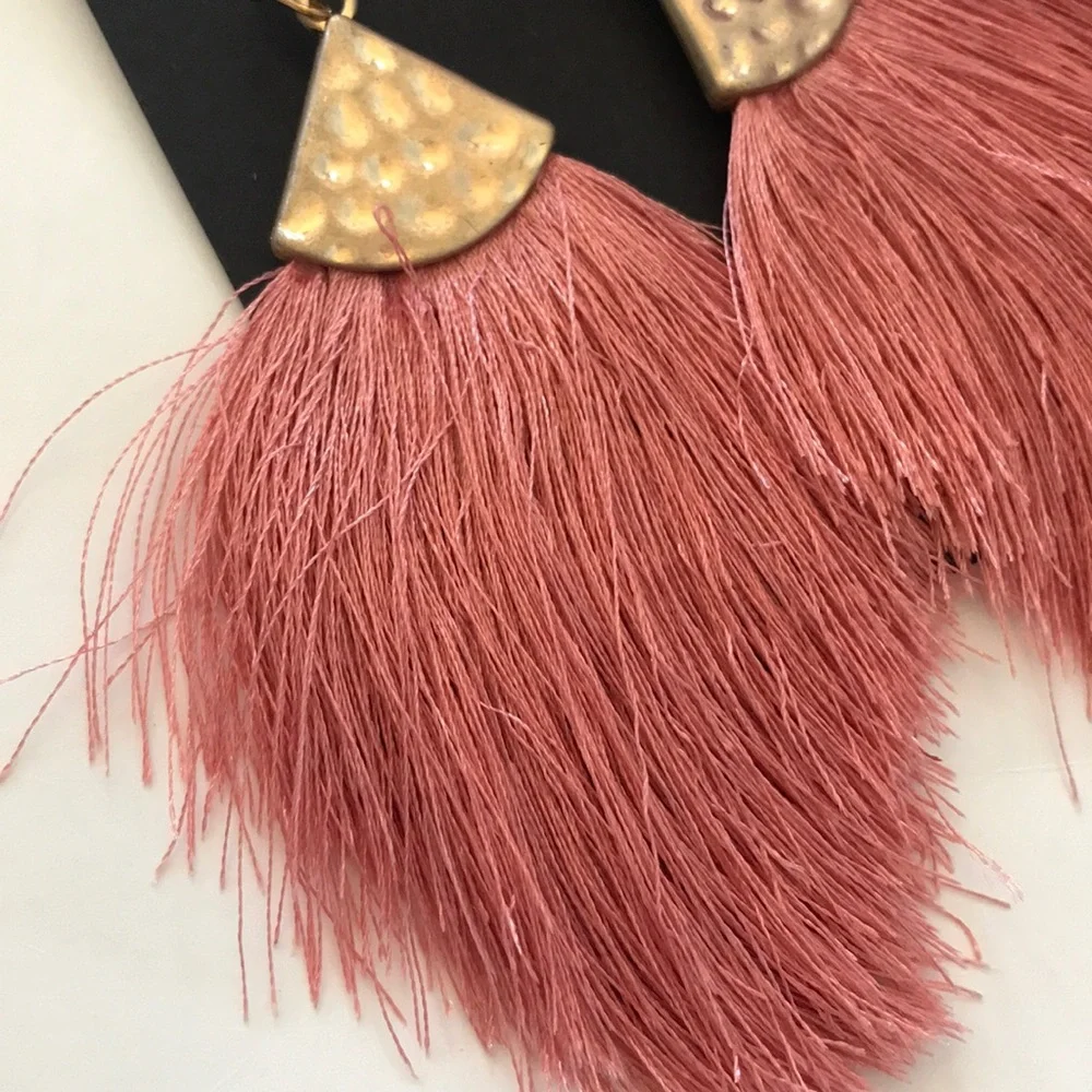 Fringe Drop Dangle Earrings - Picture 2 of 5